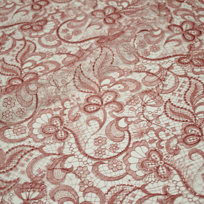 Embroidered Lace with Flowers and Paillettes