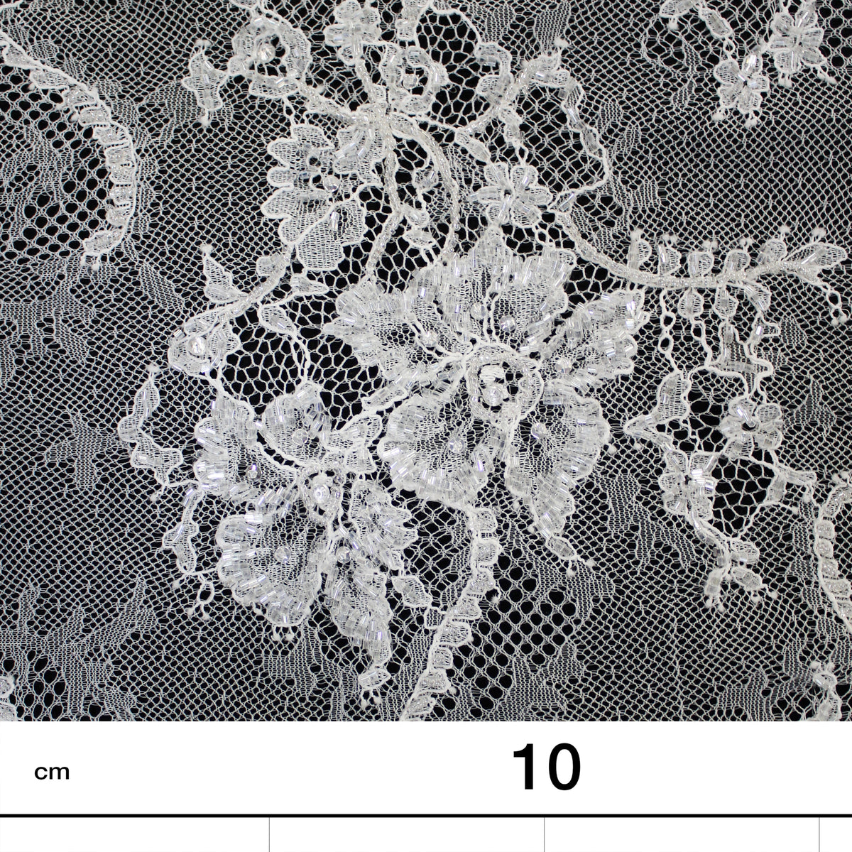 Haute Couture Lace | Bridal All-Over Embroidered Lace with Seed Beads, Sequins, Floral Bouquets & Double Border | FRI1508