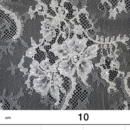 Haute Couture Lace | Bridal All-Over Embroidered Lace with Seed Beads, Sequins, Floral Bouquets & Double Border | FRI1508