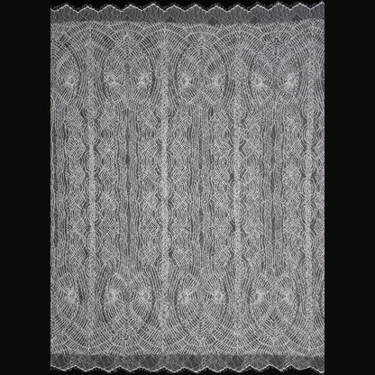 Haute Couture Lace | Bridal All-Over Embroidered Lace with Seed Beads, Sequins, Geometric Abstract Interlaced Lines & Double Border | FRI4115