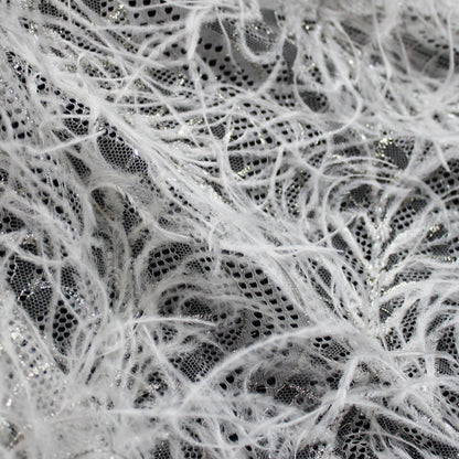 Haute Couture Lace | Bridal All-Over Embroidered Lace with Lurex Thread, Feathers, Intertwined Waves & Double Scallop | FRI3132/P