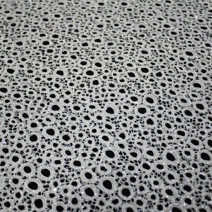 Pizzo Alta Moda | Pizzo Ricamato Sposa a Campo Pieno con Perline, Corallini, Motivo Anelli Concentrici Effetto Bolle 3D, Nido d'Ape e Doppio Smerlo | FRI3557