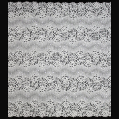 Haute Couture Lace | Bridal Embroidered Lace with Seed Beads, Sequins, Floral Motifs, Horizontal Gradient Stripes & Double Border | FRI2563