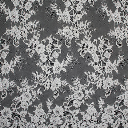 Haute Couture Lace | Bridal Embroidered Lace with Pearls, Seed Beads, Zig-Zag Floral Sprays, Paisley Waves & Double Border | FRI4222