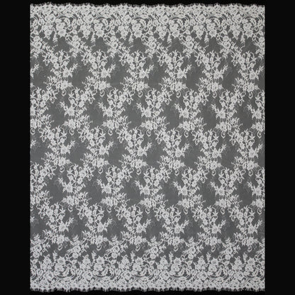 Haute Couture Lace | Bridal Embroidered Lace with Pearls, Seed Beads, Zig-Zag Floral Sprays, Paisley Waves & Double Border | FRI4222