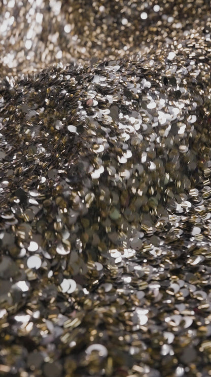 All-Over Double Layered Sequin Tulle | Black and Gold