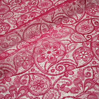 Rete Doppio Bordo Effetto Pizzo Ricamata con Paisley e Paillettes