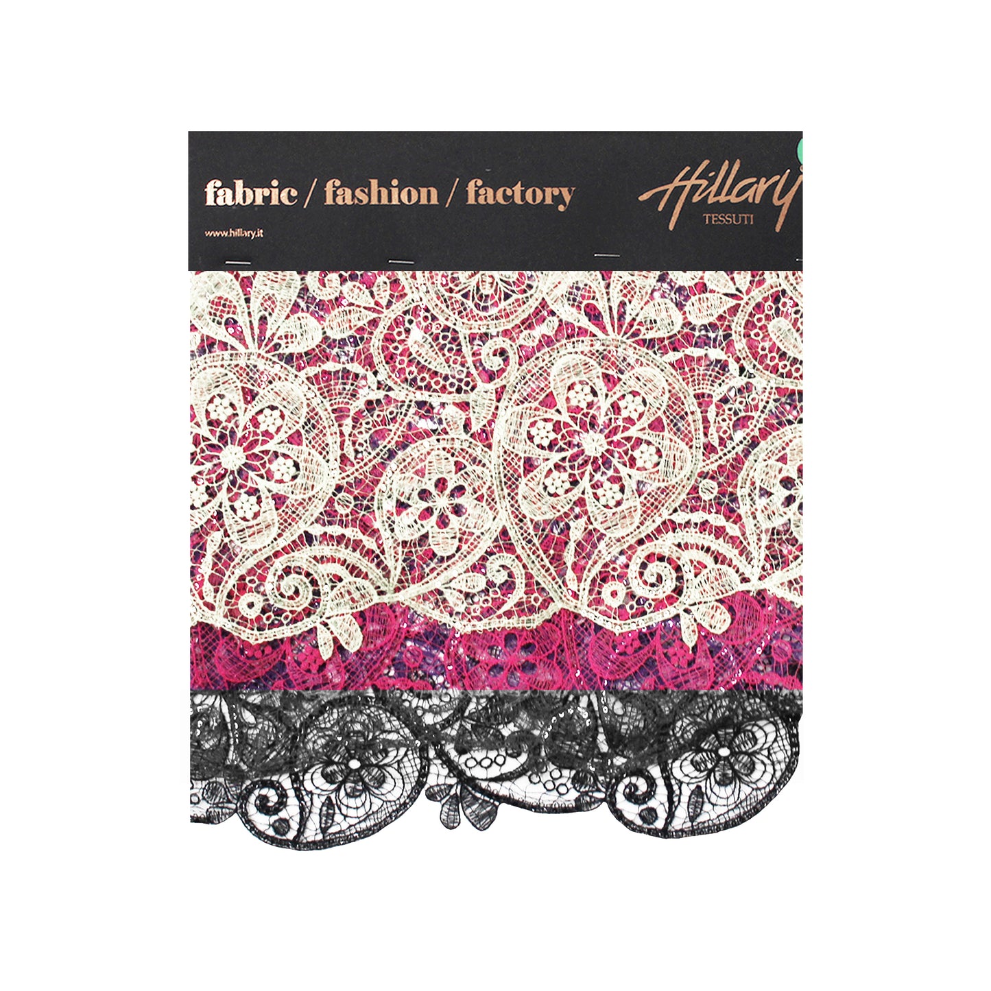 Double Border Lace Effect Netting Embroidered with Paisley and Paillettes Sample