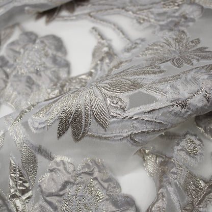 Brocade Fabric with Organza Base and Flowers