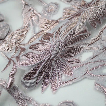 Brocade Fabric with Organza Base and Flowers