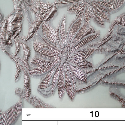 Brocade Fabric with Organza Base and Flowers
