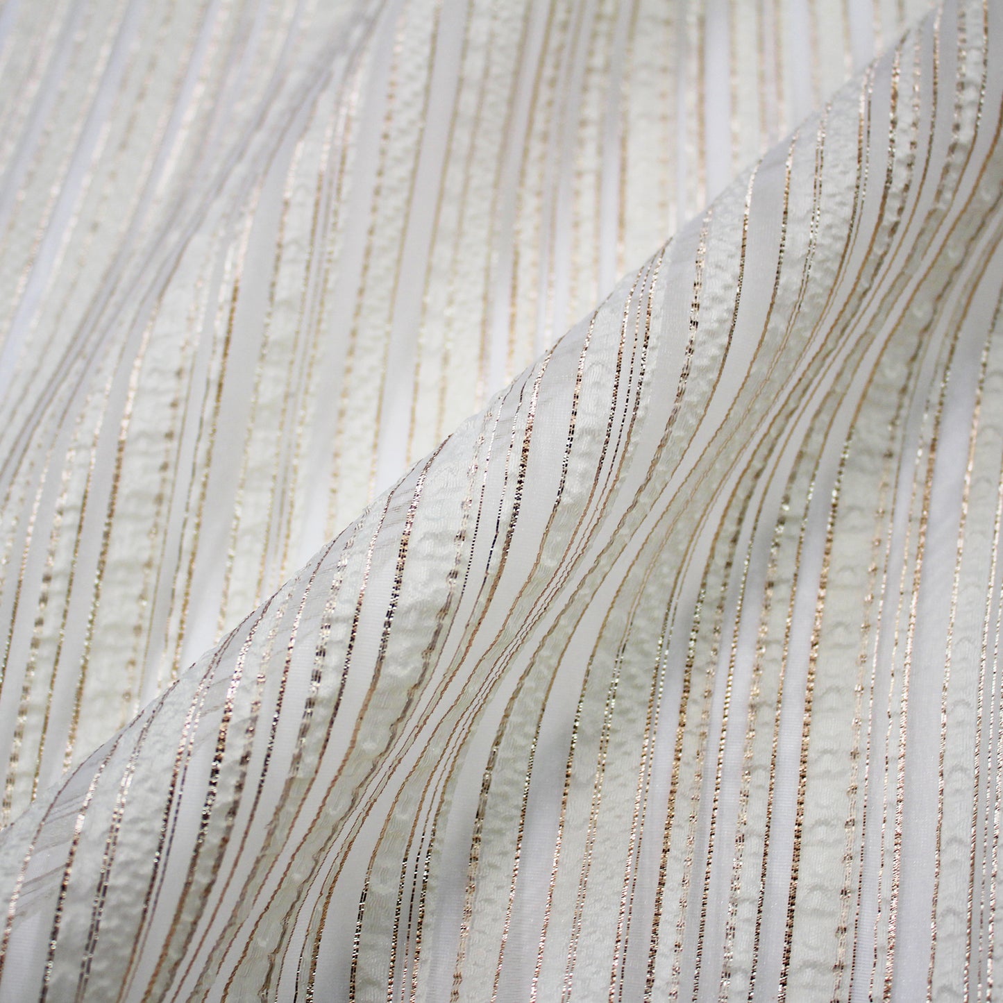 Brocade Fabric with Organza Base and Stripes & Regular Lines