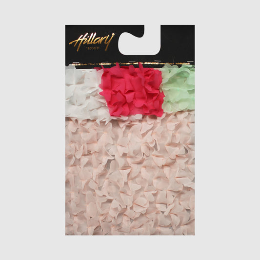 Cartella Tessuto Georgette Ricamato con Fiori e Petali 3D