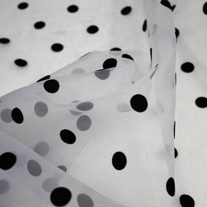Organza Flock with Large Polka Dots Fabric