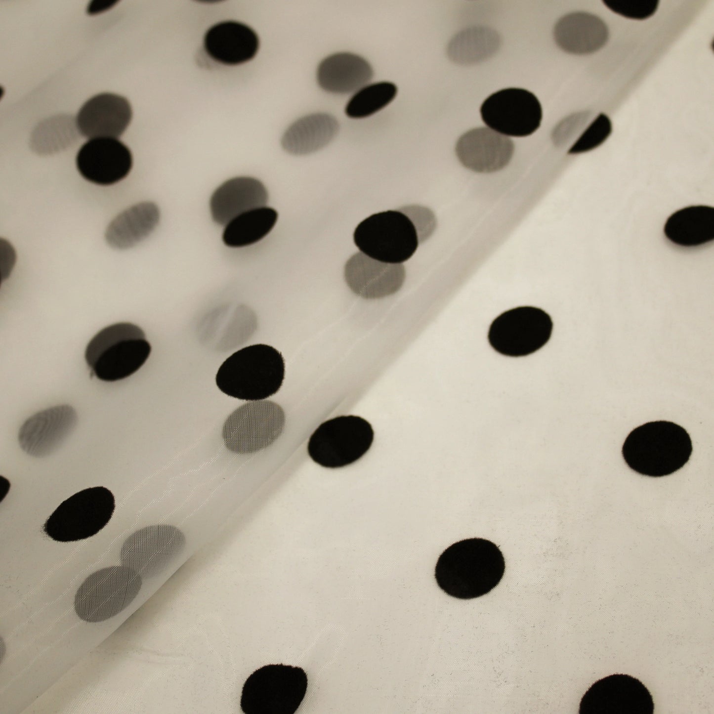 Organza Flock with Large Polka Dots Fabric