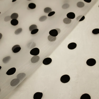 Organza Flock with Large Polka Dots Fabric