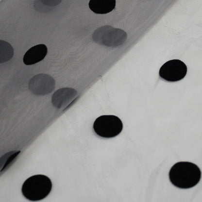 Organza Flock with Large Polka Dots Fabric
