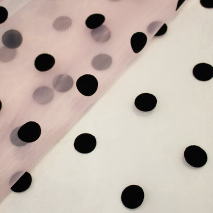 Organza Flock with Large Polka Dots Fabric