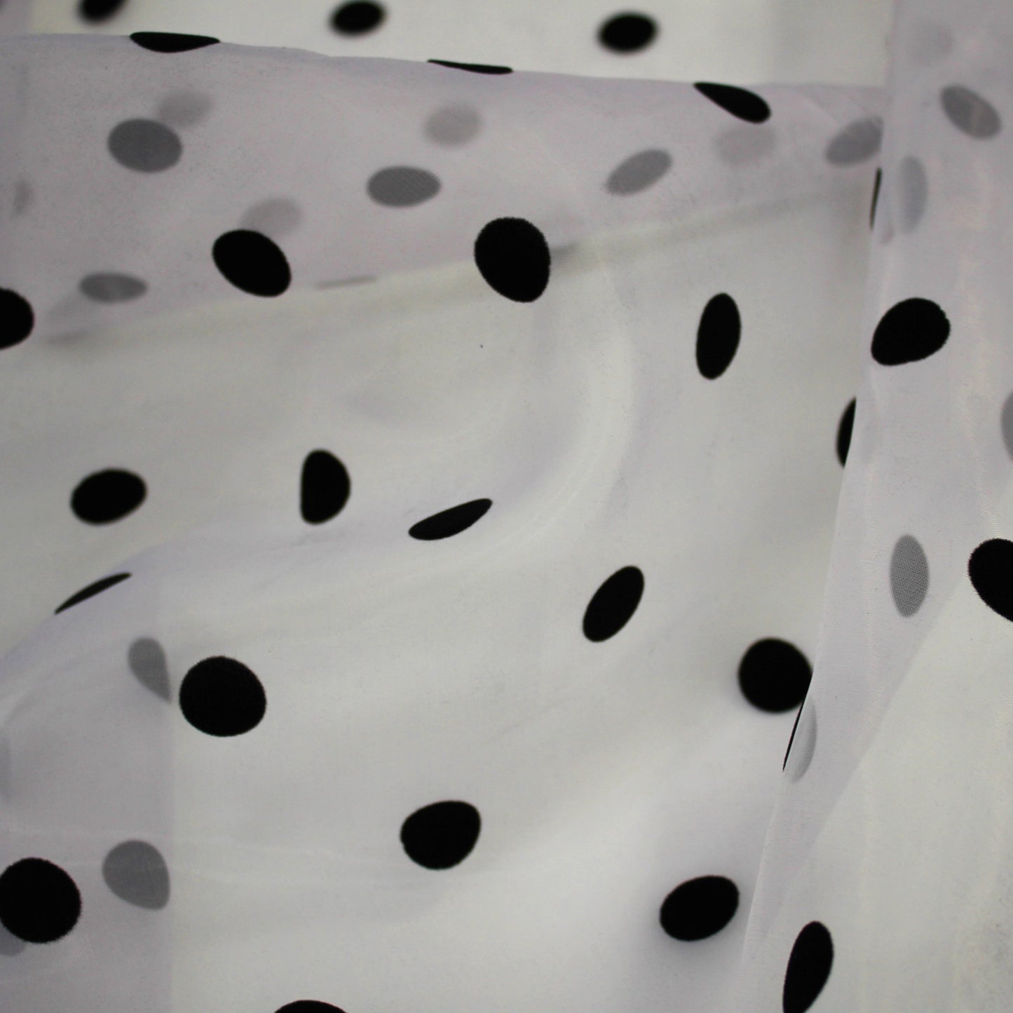 Organza Flock with Large Polka Dots Fabric