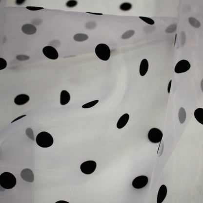 Organza Flock with Large Polka Dots Fabric