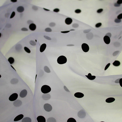 Organza Flock with Large Polka Dots Fabric