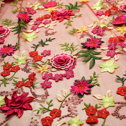 Tulle Alta Moda | Bouquet di Rose e Fiori Stellati 3D con Foglie a Farfalla