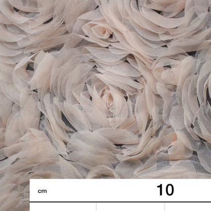 Tulle Alta Moda con Ricamo 3D di Rose a Campo Pieno