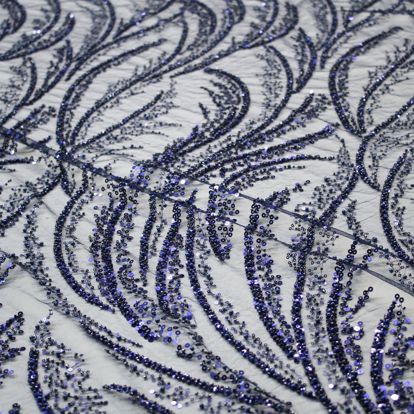 Tulle Alta Moda | Motivo Astratto con Ricamo Gioiello di Paillettes e Perline