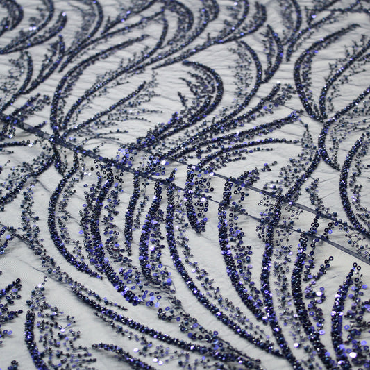 Tulle Alta Moda | Motivo Astratto con Ricamo Gioiello di Paillettes e Perline