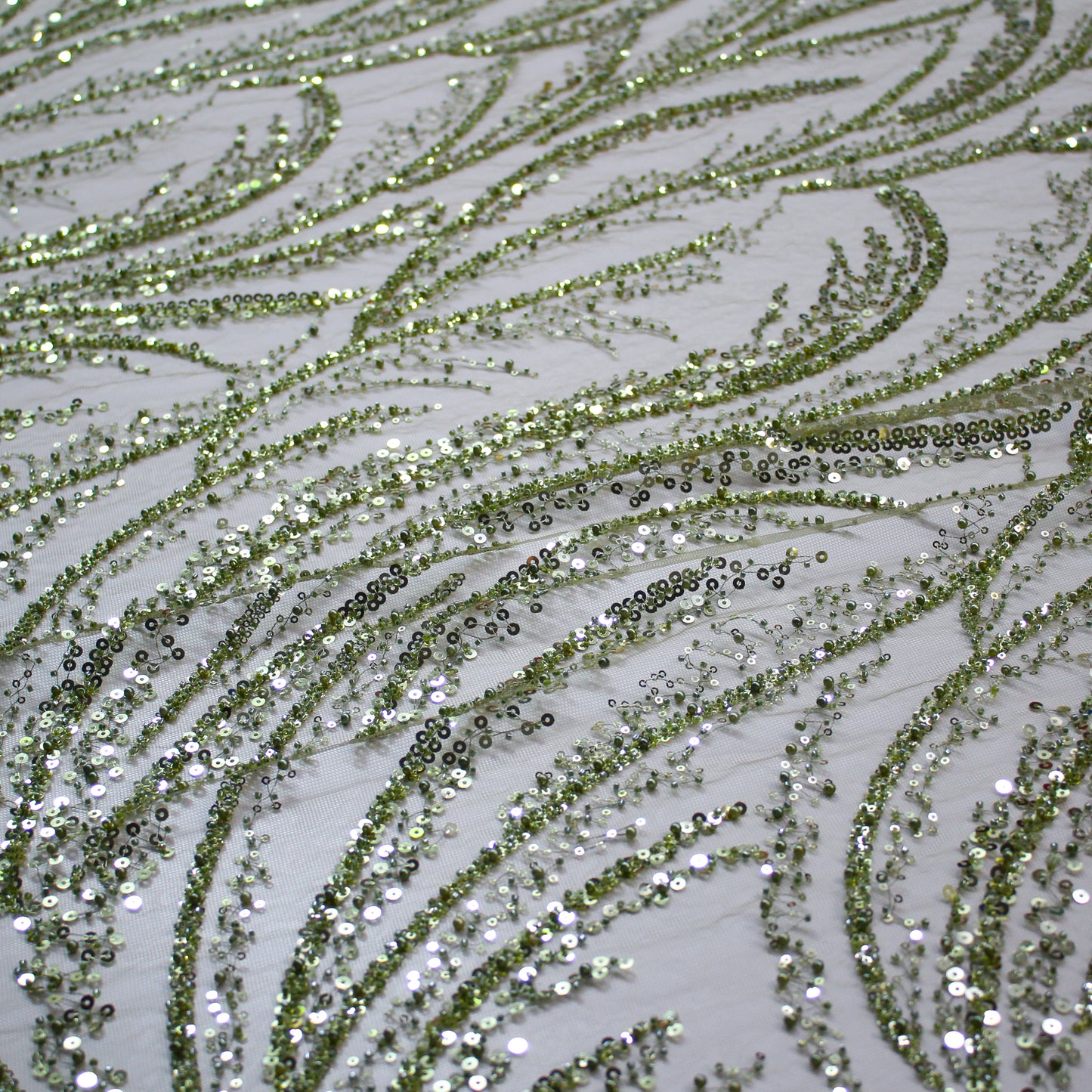 Tulle Alta Moda | Motivo Astratto con Ricamo Gioiello di Paillettes e Perline