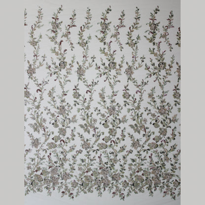Tulle Alta Moda | Ramage di Fiori 3D a Degradé con Perline, Coralli e Paillettes