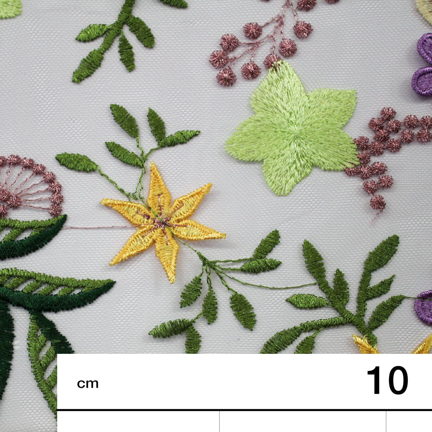 Tulle Alta Moda | Ramage di Fiori 3D a Stella e Nuvoletta Multicolor a Sviluppo Verticale