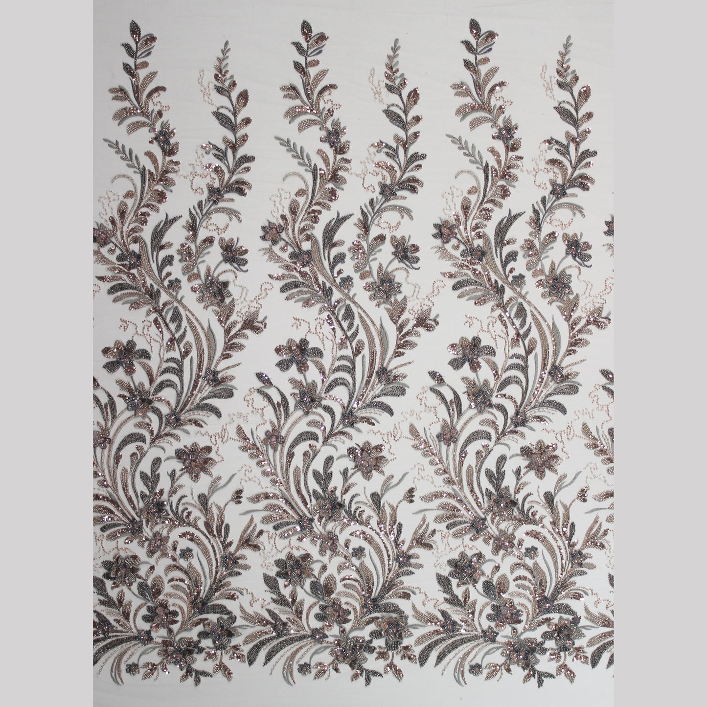 Degradé Multicolor 3D Floral Ramage Embroidered Tulle with Sequins, Beads, and Corals