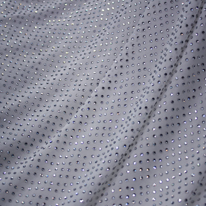 Stretch Embroidered Tulle with Tone-on-Tone Strass, Full Field