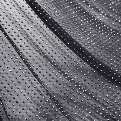 Stretch Embroidered Tulle with Tone-on-Tone Strass, Full Field