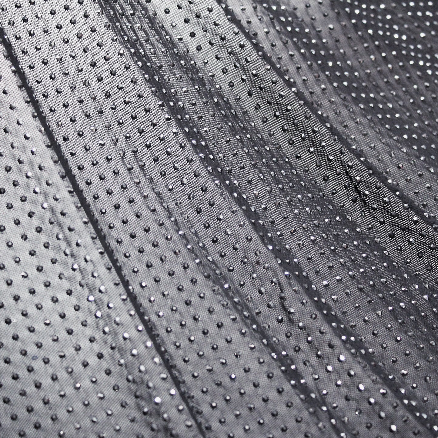 Stretch Embroidered Tulle with Tone-on-Tone Strass, Full Field