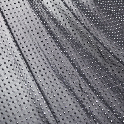 Stretch Embroidered Tulle with Tone-on-Tone Strass, Full Field