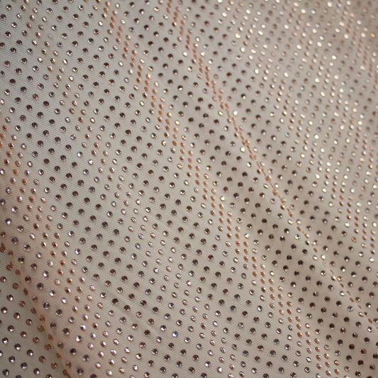 Stretch Embroidered Tulle with Tone-on-Tone Strass, Full Field