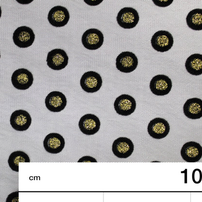 Tulle Flock Pois con Glitter Oro