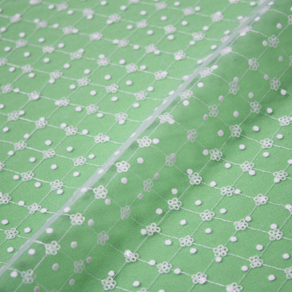 Flocked Tulle with Embroidered Polka Dots and Glitter Paillette Flowers