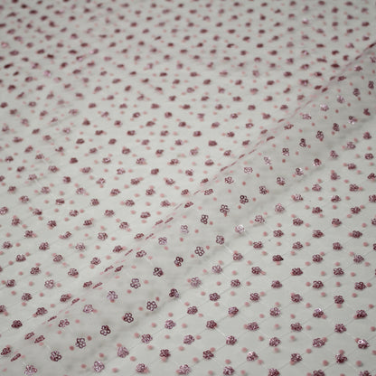 Flocked Tulle with Embroidered Polka Dots and Glitter Paillette Flowers