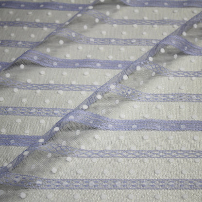 Flock Polka Dot Tulle with Ribbon Effect Embroidery