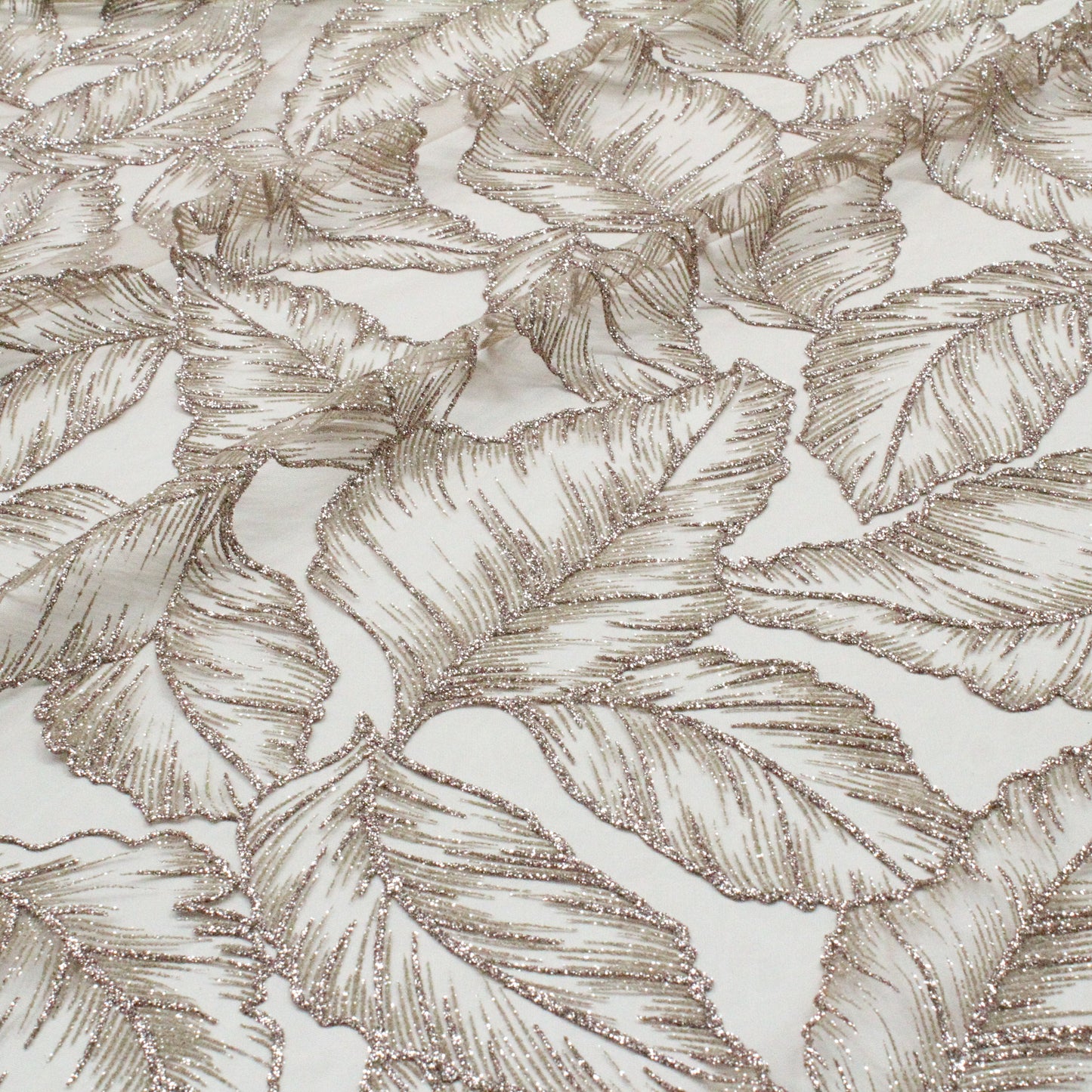 Tulle Glitter con Motivo a Foglie Rampicanti