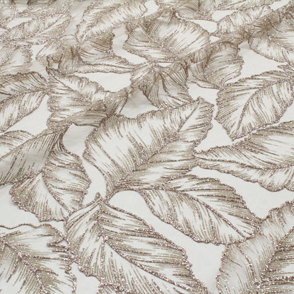 Tulle Glitter con Motivo a Foglie Rampicanti