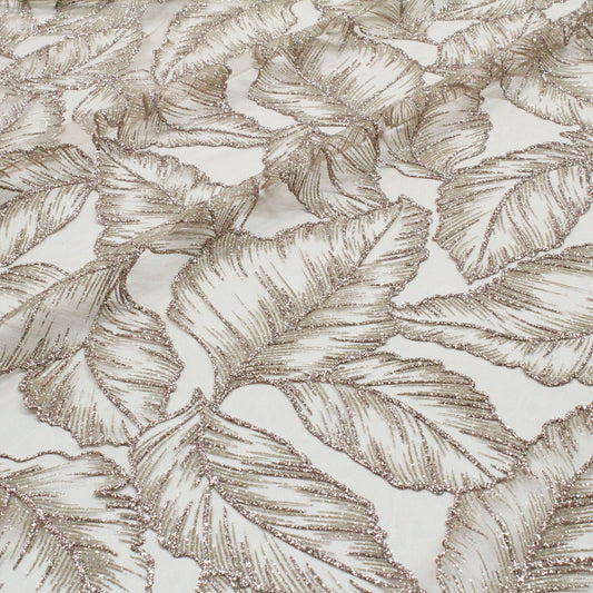 Tulle Glitter con Motivo a Foglie Rampicanti