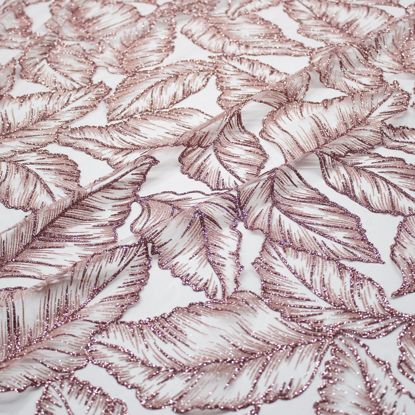 Tulle Glitter con Motivo a Foglie Rampicanti