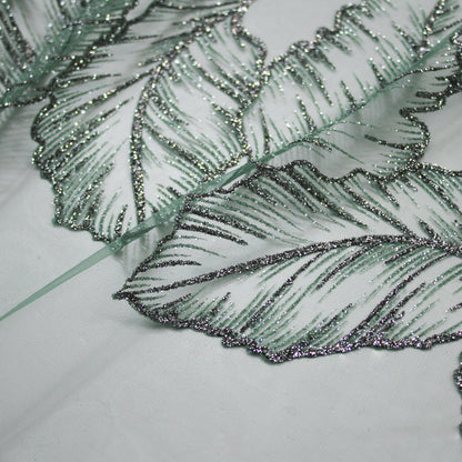 Tulle Glitter con Motivo a Foglie Rampicanti