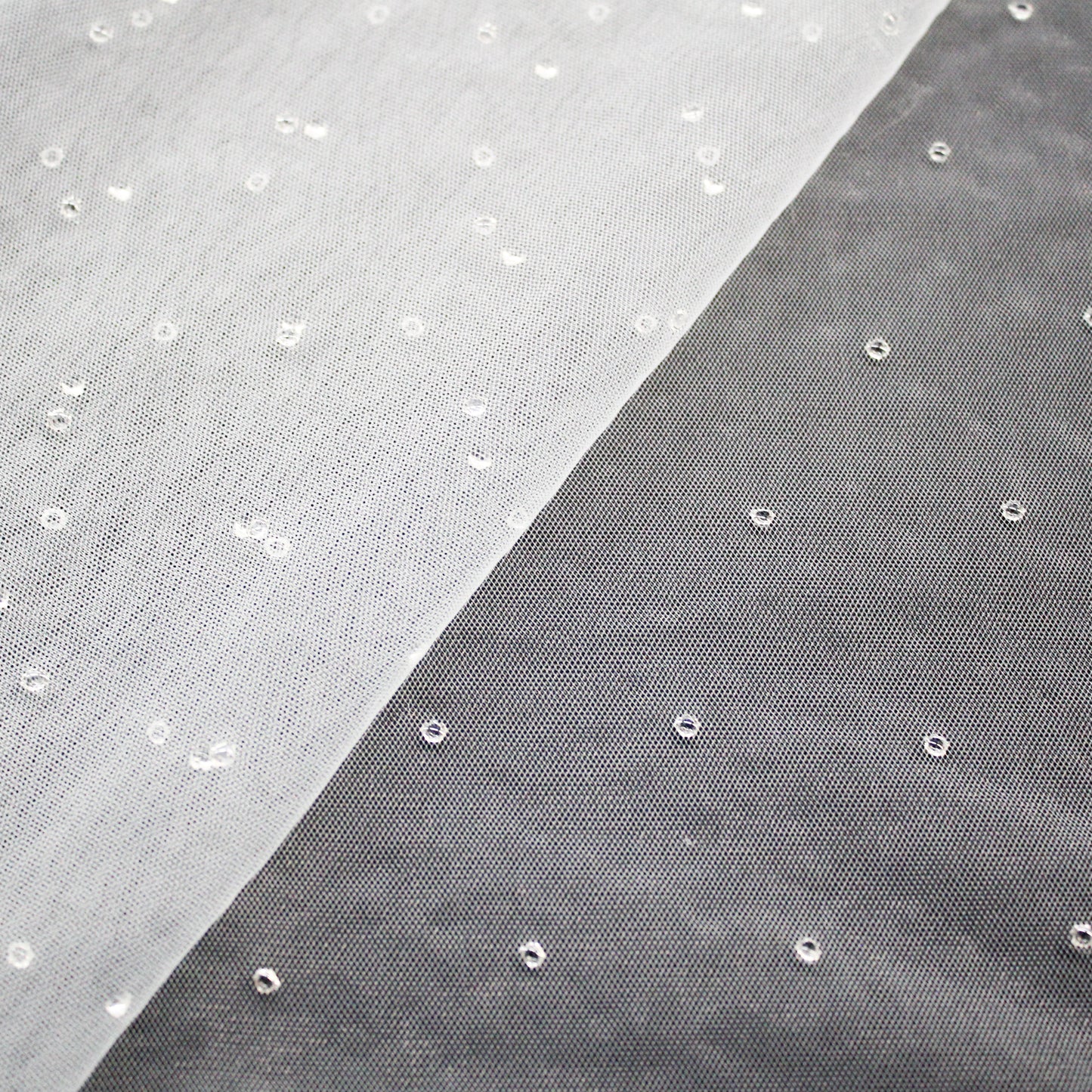 Tulle Leggero con Applicazione di Strass Cristallo