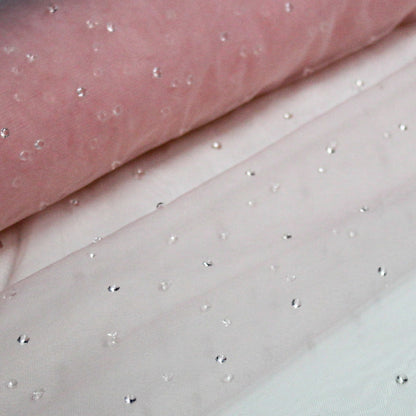 Tulle Leggero con Applicazione di Strass Cristallo