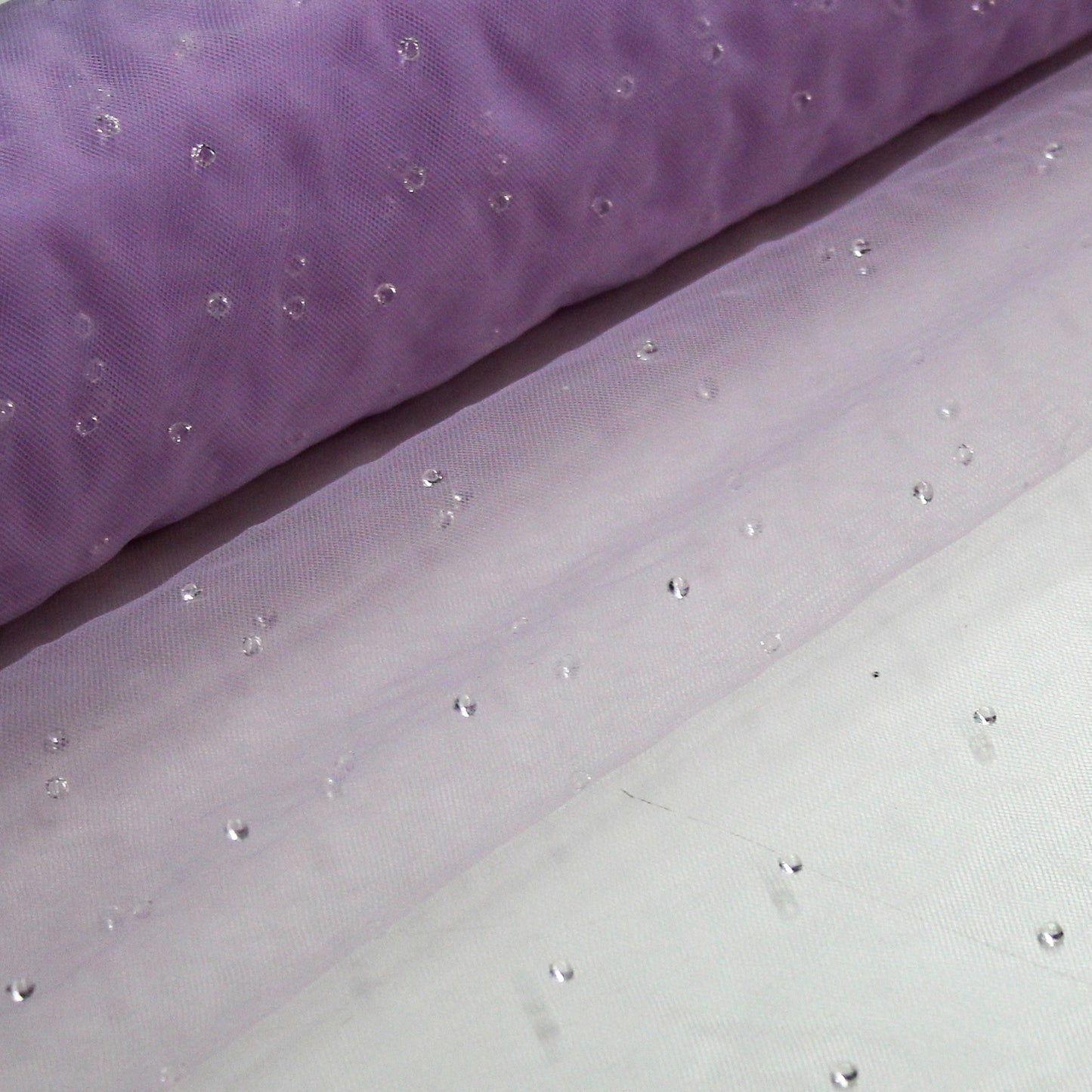Tulle Leggero con Applicazione di Strass Cristallo